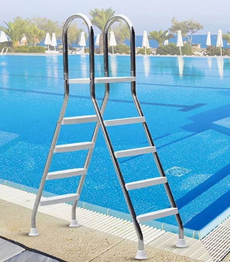 Double-sided pool ladder made of stainless steel pipe
