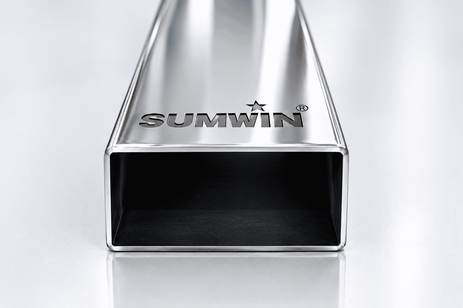 Stainless steel rectangular tube close-up